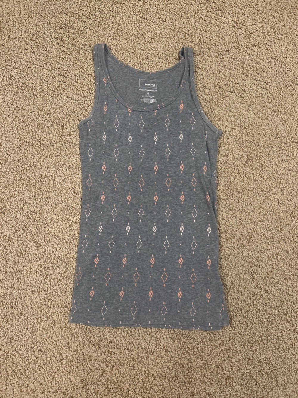 Sonoma Gray Ribbed Tank with Subtle Coral Flecks